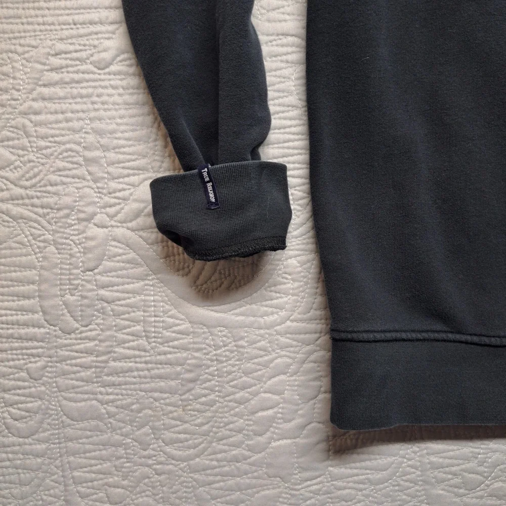 True Religion Sweatshirt Mens Small Black Good Zip Pocket Horseshoe M19FF09N7G